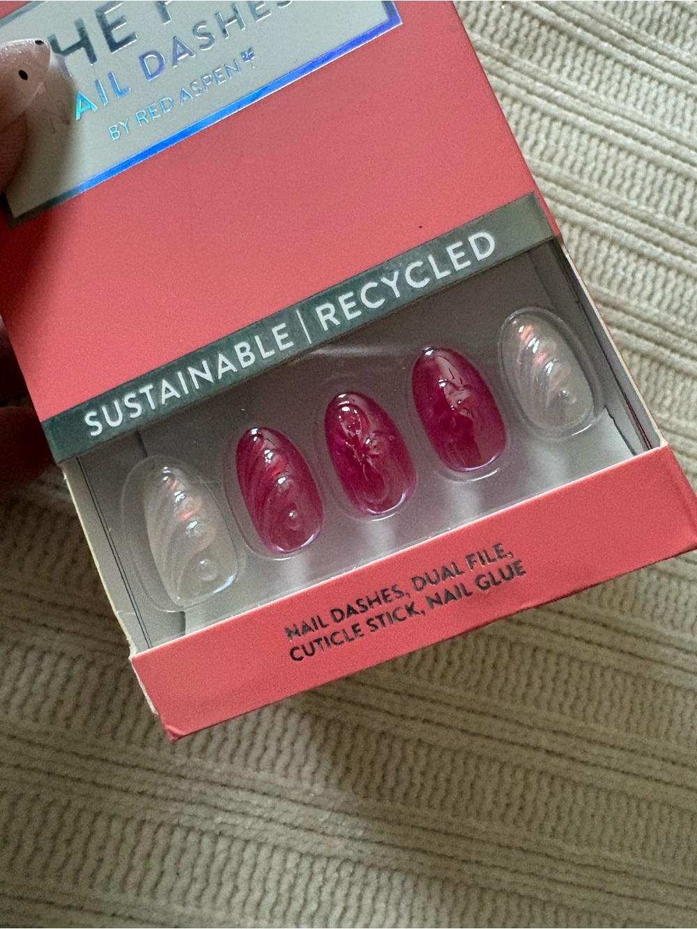 Red Aspen 3D Pink & Iridescent Nail Dashes Press on Nails Pacific Princess Pilar